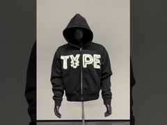 distressed embroidery patchwork applique boxy fit zip up hoodie