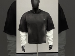 custom vintage streetwear double layer long sleeve t shirt