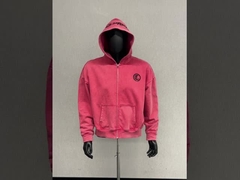 custom stone wash rhinestone oversized zip up hoodie