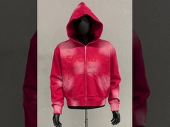 custom washed embroidered logo sun faded zip up hoodie