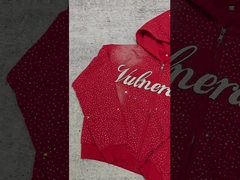 2025 New Custom Luxury Rhinestone Oversized Baggy Boxy Zip Up Hoodies Vintage Washed Sun Faded Stree