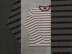 Custom Streetwear High Quality 100% Cotton DTG Printing Ringer Loose Oversized Crewneck Striped Long