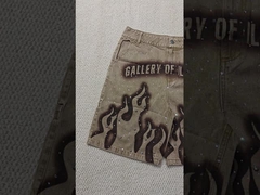 Custom 2025 New Short Pants Jorts Streetwear High Waist Vintage Stone Wash Rhinestone Baggy Oversize