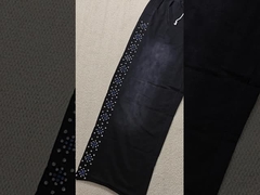 Custom Joggers Sweat Pants Oversized Cotton French Terry Straight Leg Baggy Acid Wash Flared Rhinest