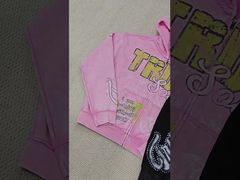 Custom DTG Screen Printing Boxy Heavyweight Zipper Jackets Cotton Distressed Rhinestone Zip up Men H