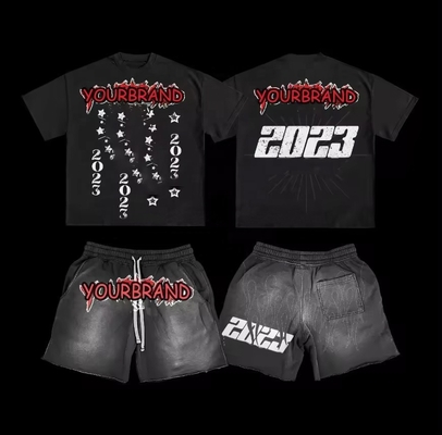 Buy Custom Men's Vintage Washed Graphic Tank Top and Sweat Shorts Set with Digital Print online manufacture
