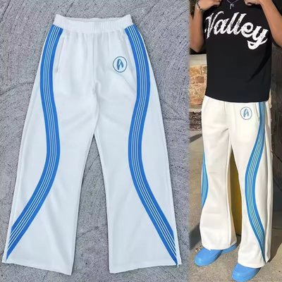 Buy Men's Custom Streetwear Striped Sweatpants 100% Cotton Wide Leg Flare Sweat Pant online manufacture