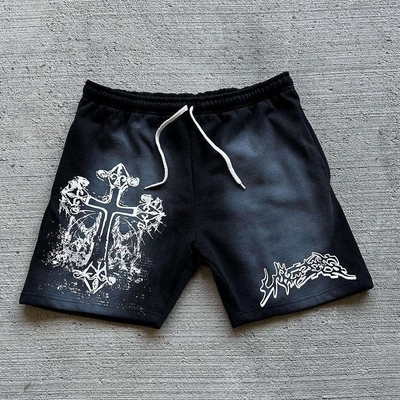 Buy Knitted Custom Graphic Print Men's Vintage Acid Wash Shorts in Cotton French Terry online manufacture