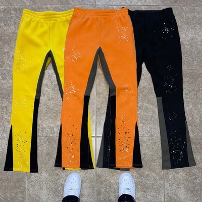 Buy Customized Labels Men's Jogger Track Sweat Pants Baggy Trousers Paint Splatter Stack Flared Sweatpants online manufacture