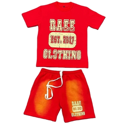 Buy Summer Tracksuit Sweat Suit Unisex Men's Custom T-shirt and Shorts Set with Acid Wash online manufacture