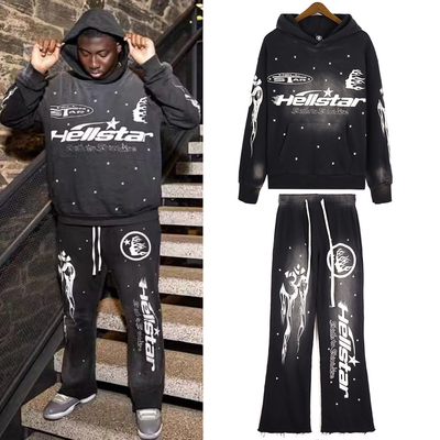Buy Men's 100% Cotton French Terry Tracksuit with Raw Hem Cut and Acid Washed Finish online manufacture