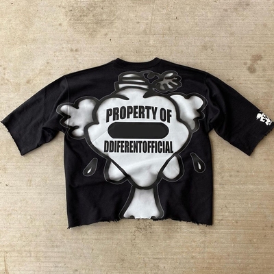 Buy 220Grams Fabric Weight  Men'S Raw Hem Boxy Mens Oversized Cropped T Shirt online manufacture