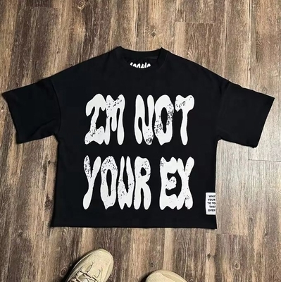 Buy Heavy Cotton Crew Neck Tshirts with Short Sleeves and Oversized Applique Patchwork online manufacture