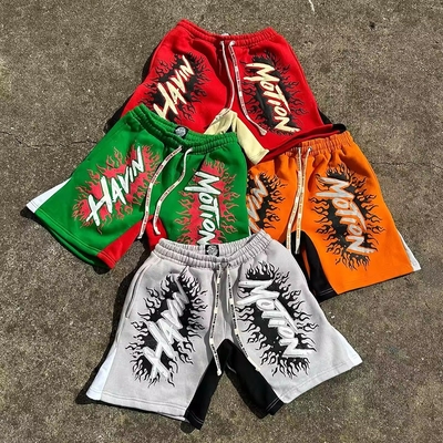 Buy Custom Cotton Streetwear Jogger Baggy Acid Wash Puff Print Casual Plus Size Sweat Shorts online manufacture