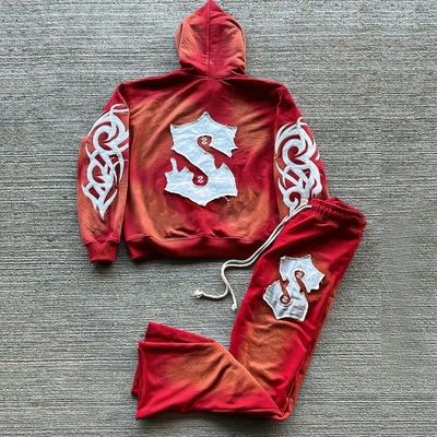 Buy Customized Colorful Embroidery Logo 2 Piece Jogger Sets Flared Sweatpants Distressed online manufacture