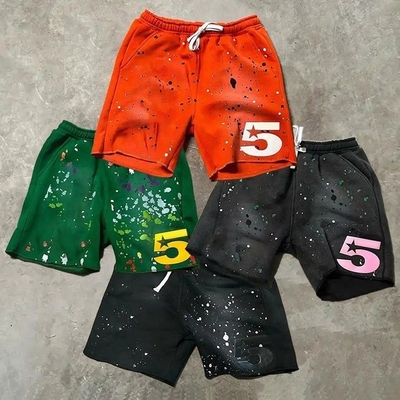 Buy Washed French Terry Raw Hem Cut Edge Hip Hop Vintage Distressed Acid Men's Sweat Shorts online manufacture