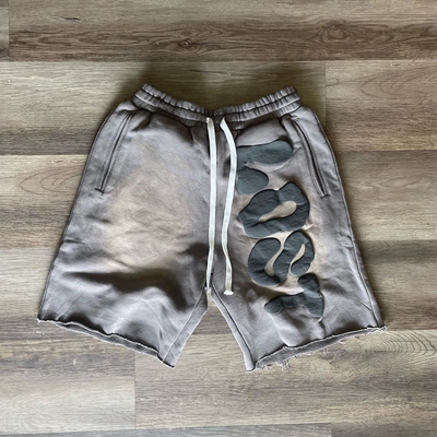 Buy Acid Wash Sun Faded Oversized Shorts Custom Logo Puff Print Men's French Terry Joggers online manufacture