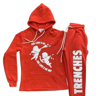 Buy Hoodies Unisex Silk Screen Printed Tracksuit Mens Sweatshirt 3D Puff Print Hoodie Tracksuit online manufacture