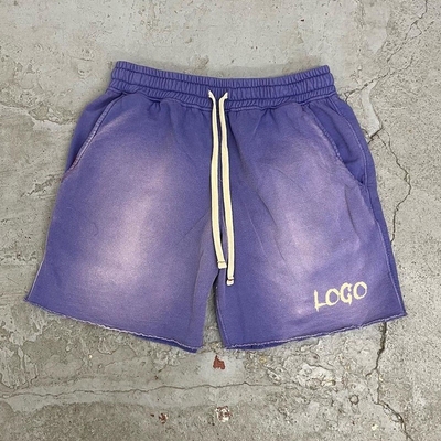 Buy Elastic Waist Rope Strap Fleece Sun Faded Sweat Shorts for Men Summer Jogging Style online manufacture