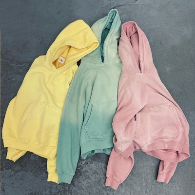 Buy Vintage Distressed Acid Wash Pullover Hoodie 480 gsm French Terry Cotton for Men online manufacture