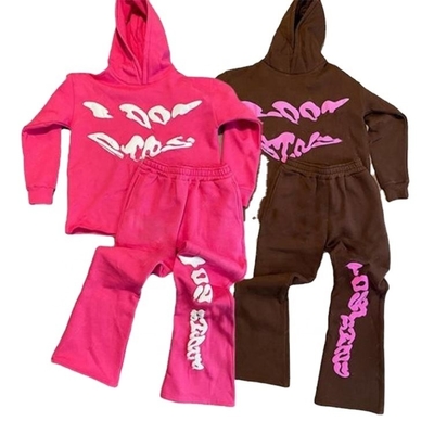 Buy Men'S 3D Puff Print Flared Sweatpants And Cropped Hoodie Set For Tracksuit online manufacture