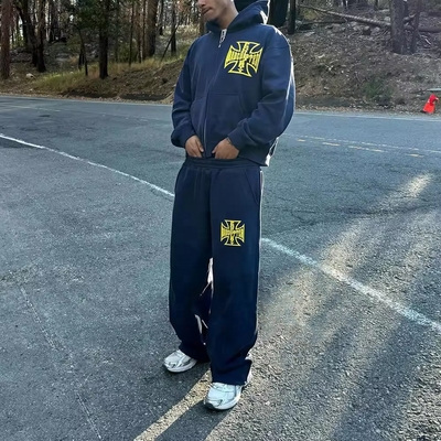 Buy Vintage Acid Wash Men's Tracksuits DTG Print Sweat Suit Casual Daily Life Jogger Set online manufacture