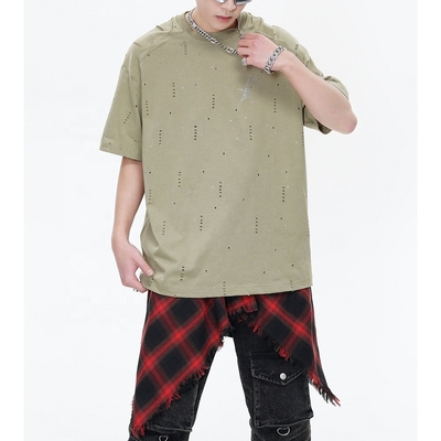 Buy 240Gsm Cotton Oversized Glitter T Shirt For Men Patchwork Raglan Sleeve online manufacture