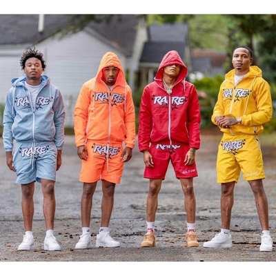 Buy Summer Casual Men's Reflective Tracksuit Sets with Custom Logo Print Hoodie and Shorts online manufacture