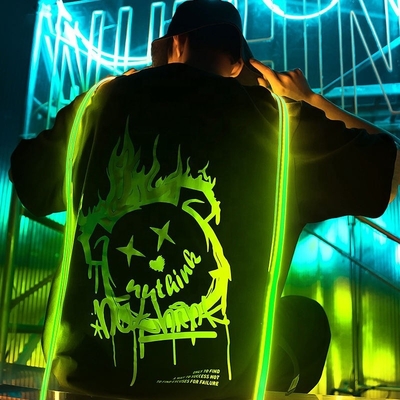 Buy Men's Streetwear 2024 Summer Fashion Trend Oversized Reflective T Shirt Custom Design online manufacture