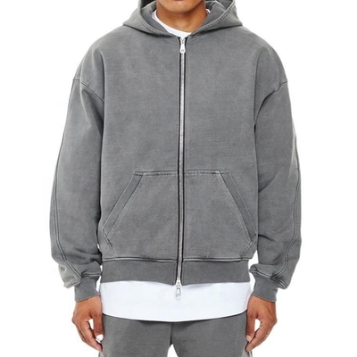 Buy Breathable Custom Logo Men's 100% Cotton Hoodie French Terry Zipper Up Oversized online manufacture