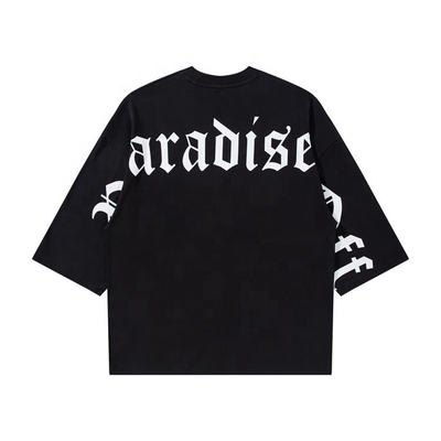Buy Custom T-Shirt Oversized Three Quarter Boxy Fit Drop Shoulder with Gothic Letter Print online manufacture