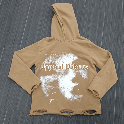 Buy S-6XL Dtg Printing Hoodies Oversized French Terry Cotton Hoodie With Distressed Ripped online manufacture