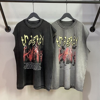 Buy Customized Men's Acid Wash Vintage Tank Tops with Oversized Design and DTG Print Logo online manufacture