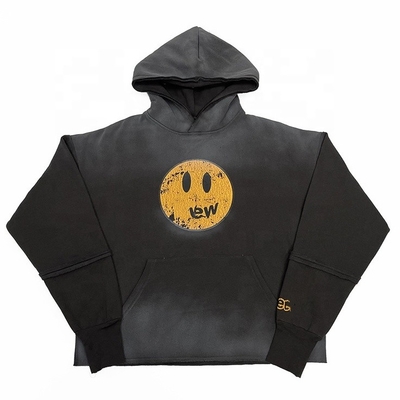 Buy 400gsm Cotton Heavyweight Hoodie with Vintage Acid Wash and Customized Stitched Edge online manufacture