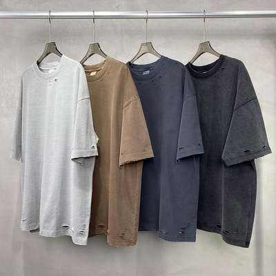 Buy Support Custom Logo Vintage Acid Washed Boxy Fit Cropped Oversized Distressed Tshirt online manufacture