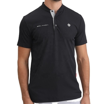 Buy 2024 Design Mandarin Collar Embroidered Rubber Silicone Logo Slim Fit Golf Polo T Shirts online manufacture