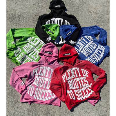 Buy Custom Distressed Patch Embroidery Vintage Applique Men's Cropped Stone Acid Washed Hoodie online manufacture