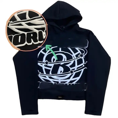 Buy Oversized Cropped Puff Print Hoodie Graphic 3d Printing Men Heavyweight 500Gsm online manufacture