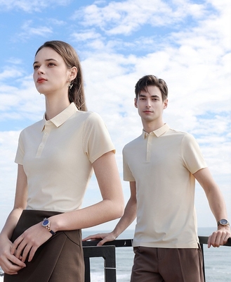 Buy Short Sleeve Work Clothes T-shirt for Men and Women Customized Logo Embroidered Polo Shirt online manufacture