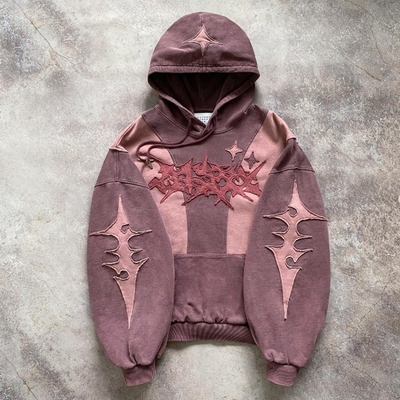 Buy Men's/Women's/Unisex Custom Vintage Acid Washed Two Color Block Stitching Oversized Boxy Hoodie online manufacture