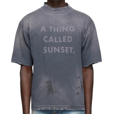 Buy Vintage Wash Tee Shirts Needle Detection Oversized Mens Distressed T Shirt online manufacture