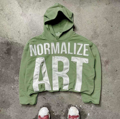 Buy 600 gsm Cotton Acid Wash Hoodies with Custom Applique Embroidery and Needle Detection online manufacture