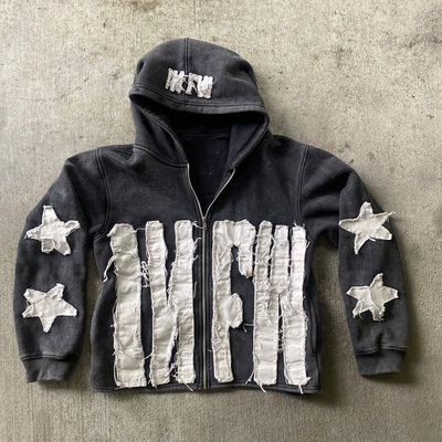 Buy Knitted Custom Men's Heavy Weight 500 gsm Cotton Distressed Hoodie with Lined and Applique online manufacture