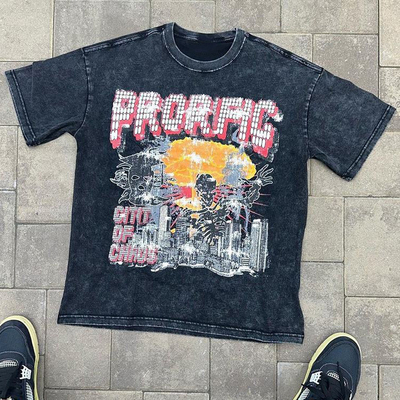 Buy Unisex Streetwear Oversized Washed Black T Shirt Acid Washed Plain Vintage Heavyweight Stone online manufacture