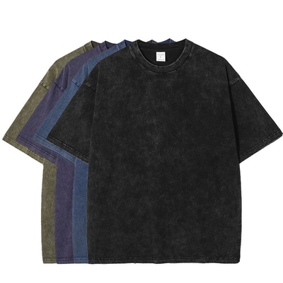 Buy Vintage Men's T Shirt 100% Cotton Acid Washed Heavyweight Custom Blank Stone Washed online manufacture