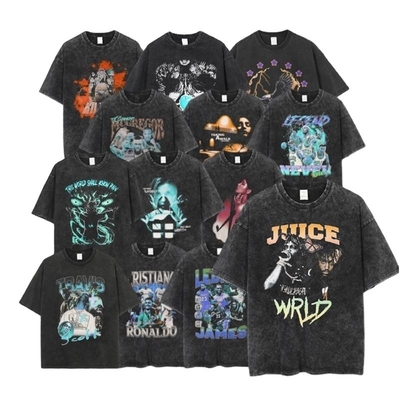Buy 100% Cotton Mens Acid Wash T-Shirt DTG Printing Oversized Stone Washed Streetwear Tee online manufacture