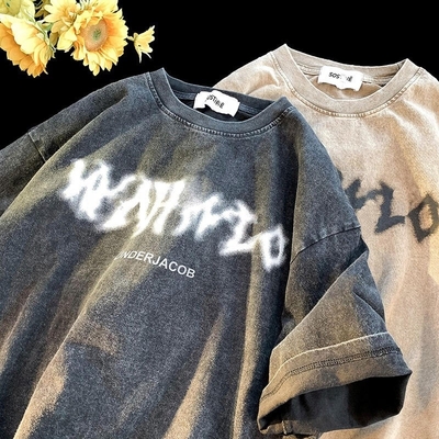 Buy Customized Labels Heavy Cotton Men's T-Shirts Graphic Print Acid Wash Vintage T Shirt online manufacture