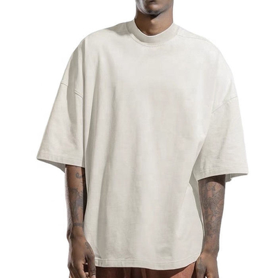 Buy Custom Printing 100% Cotton Rib Mock Neck Blank T-shirt for Men Weaving Method Knitted online manufacture
