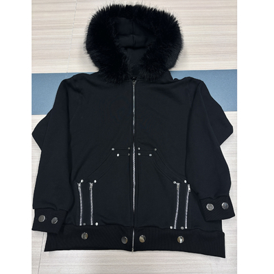 Buy Custom Winter Fleece 100% Cotton Thick Blank Faux Fur Zipper Hoodie with Fur Hood online manufacture