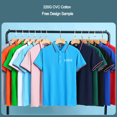 Buy Silk Screen Printing Custom Logo Solid Color Plain Blank Prime CVC Cotton Polo Shirts online manufacture